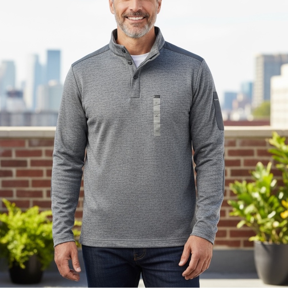 NWT Greg Norman Collection Charcoal Blue Zip-Up Sweater Size XXL